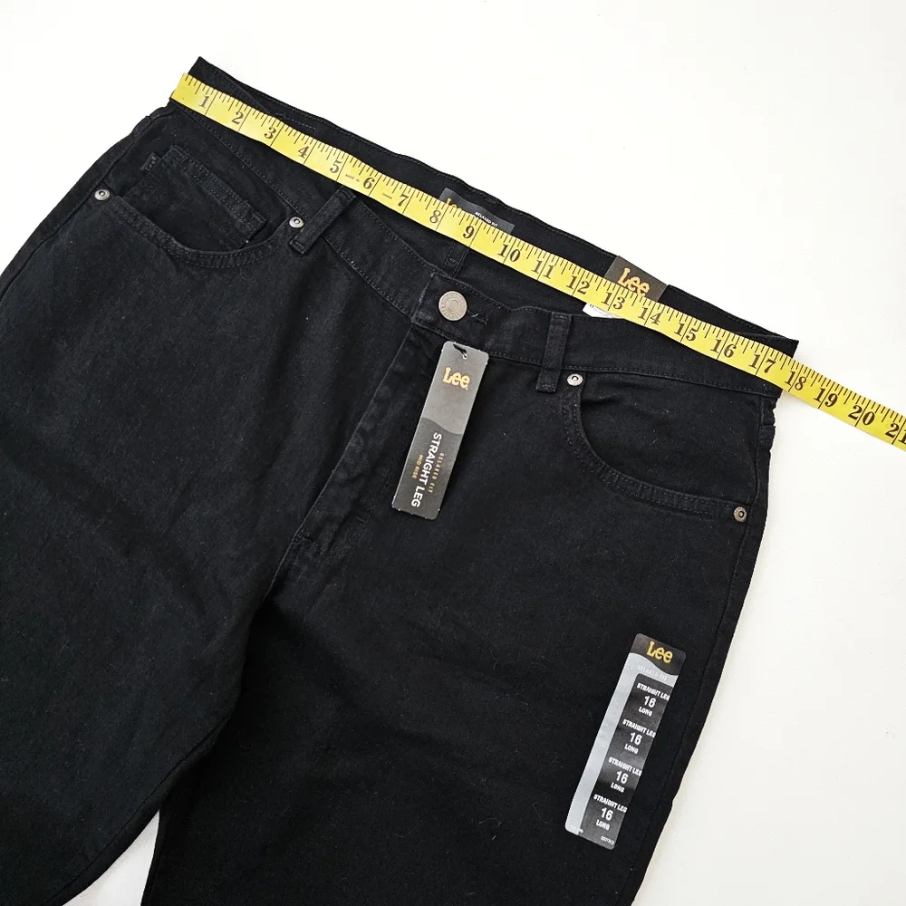 Lee Women’s Relaxed Fit Straight Leg Jeans Black Onyx Size 16 Long Mid Rise NWT - Picture 10 of 14